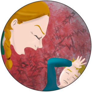 Femme excédée hurlant sur son enfant