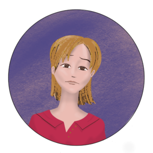 Portrait de femme blanche châtain cheveux mi-longs