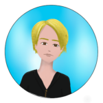 Portrait de femme blanche blonde aux cheveux courts